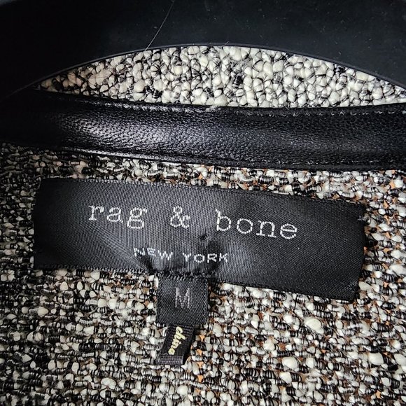 Rag & Bone tweed boucle leather trim moto jacket size M - Picture 5 of 13